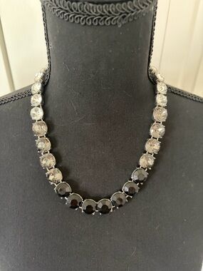 Statement Crystal Necklace – Black, Gray to Clear Ombre Sparkle ✨